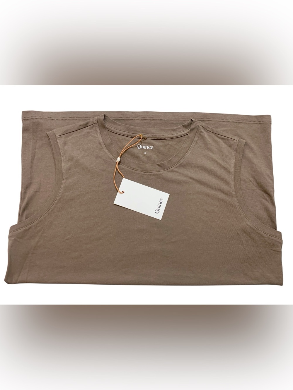 Quince Cotton Modal Crew Neck Muscle Tank Top Dark Taupe Minimalist Small NWT - Picture 3 of 6